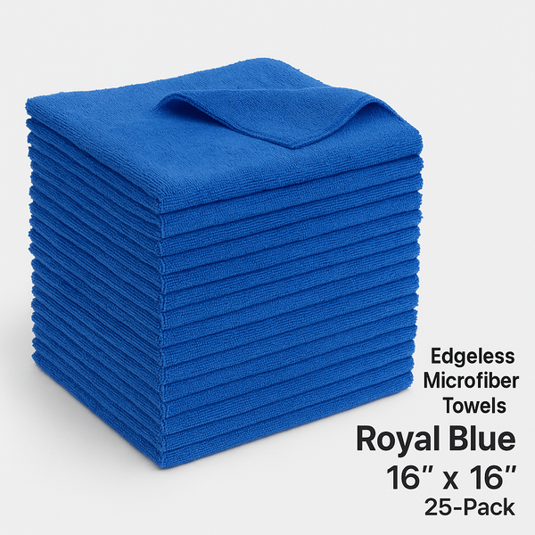 Edgeless Microfiber Towels – Royal Blue (16” x 16”) | 25-Pack