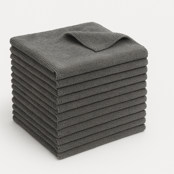 Gray Microfiber Wheel Cleaning Towels – 12” x 12”